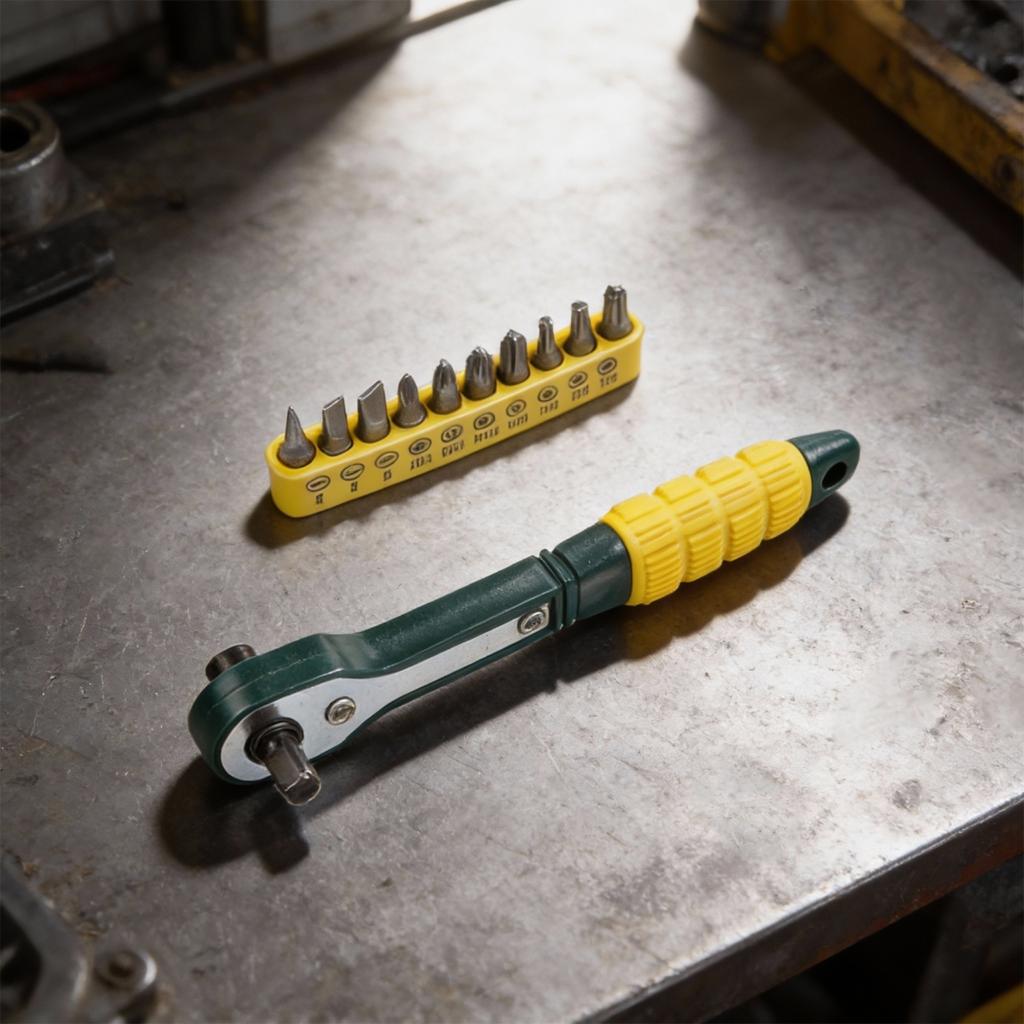 Portable Ratchet Wrench Tool Set 14 Inch with 10 Bits and 9 Sockets