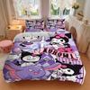 3pcs Kuromi Sanrio Printed Bedding Set, Soft and Comfortable Quilt Cover for Bedroom, Guest Room (Not Included).W053