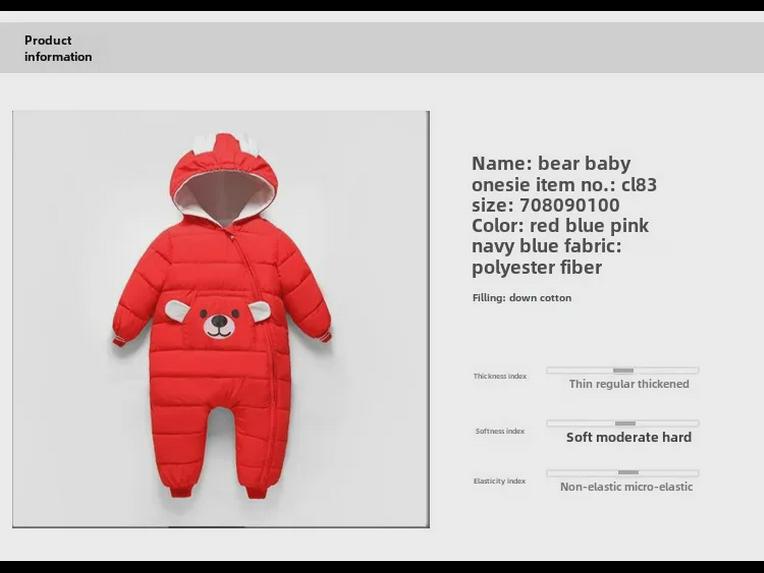 Teplá bavlněná kombinéza pro novorozence – Hřejivý podzimní/zimní kojenecký outfit