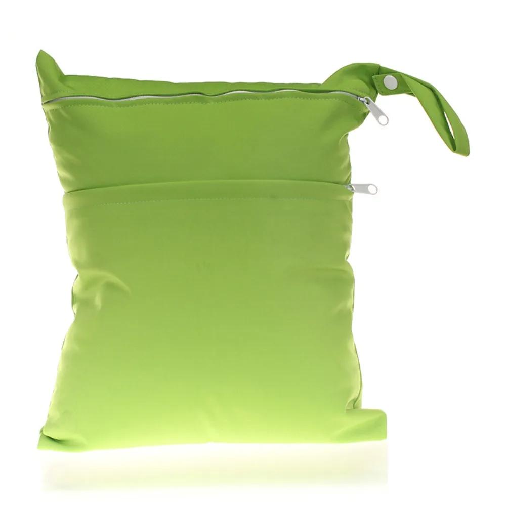 Dirty Wet Clothes Toiletries Bag with Two Pockets Wet Dry Bag Waterproof Nappy Dry Bag Reusable Yoga Gym Bag