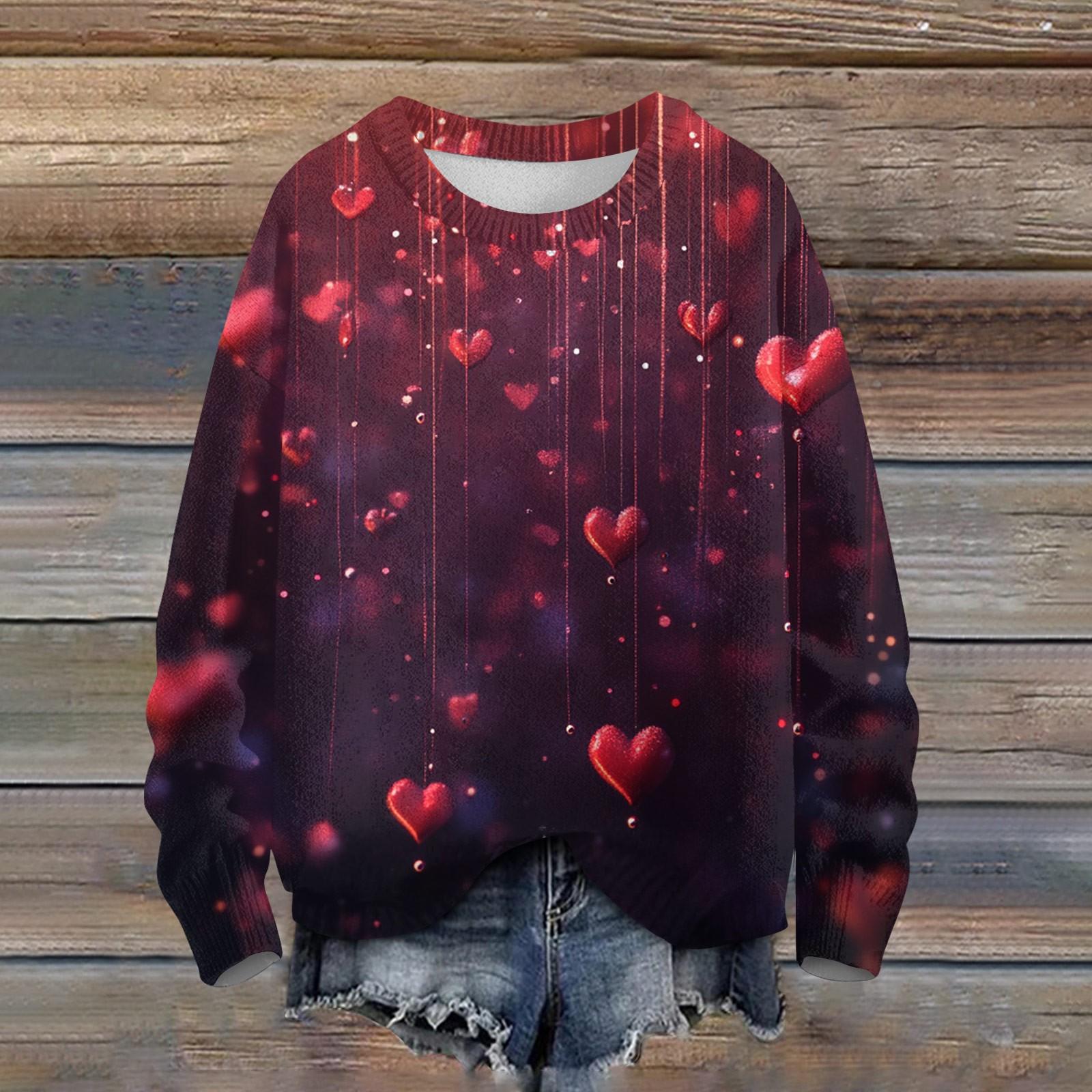 

Свитшоты для женщин Вязаный свитер Милая рубашка Осенний круглый вырез Пуловер Топы XL винный