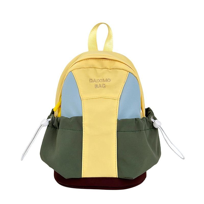 Retro versatile nylon backpack female student class schoolbag contrasting color block large capacity casual backpack male