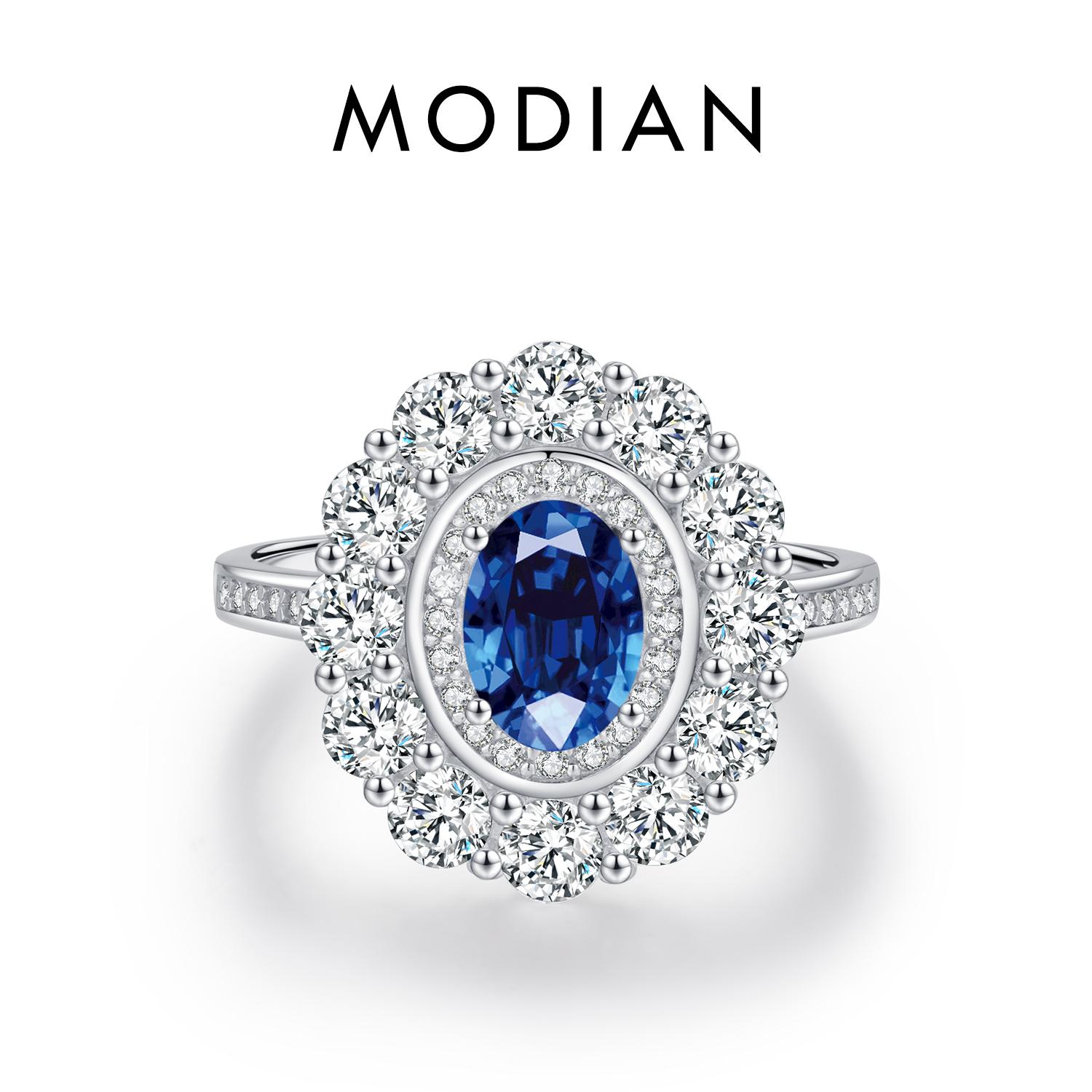 

MODIAN Luxury 925 Silver Sparkling Oval Zirconia Charm Ring Classic Cocktail Party Jewelry For Women Gift 9
