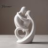 Elegant Abstract Love Statues 3D Printed Couple Embrace Statue, Heart Hollow Figurine, Minimalist Decorative Entrance Table White Art Sculpture