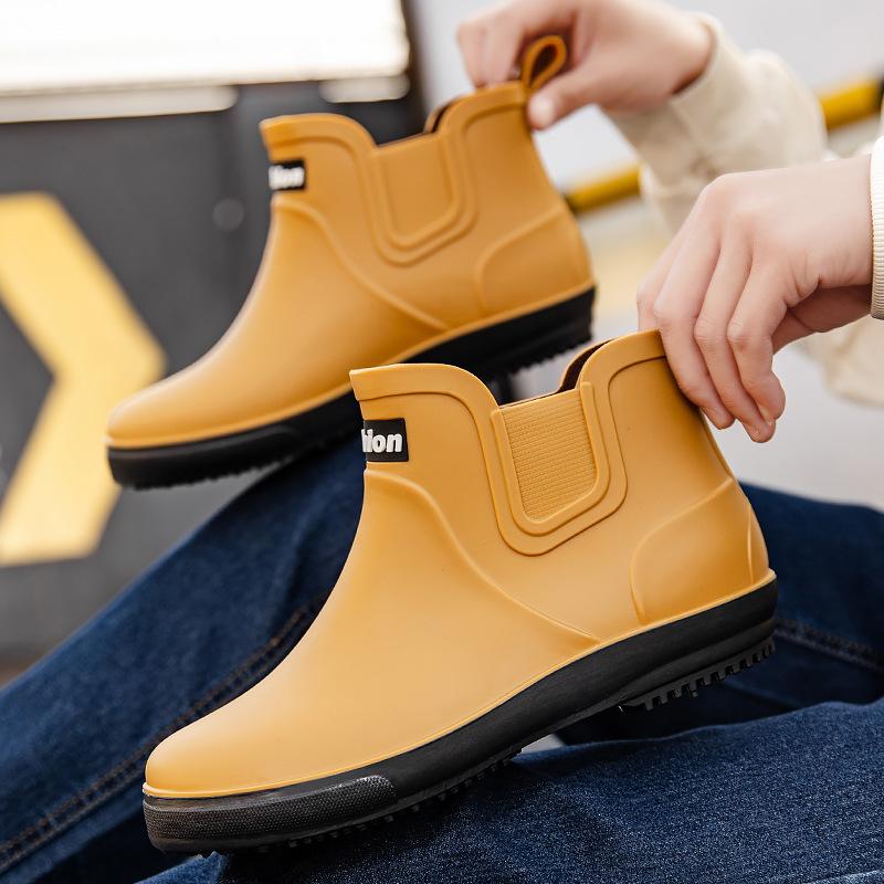 

Модные мужские резиновые сапоги Chelsea с короткими носками, универсальные водные сапоги с мягкой подошвой, удобные, нескользящие, резиновые туфли для кухни, мужские 44