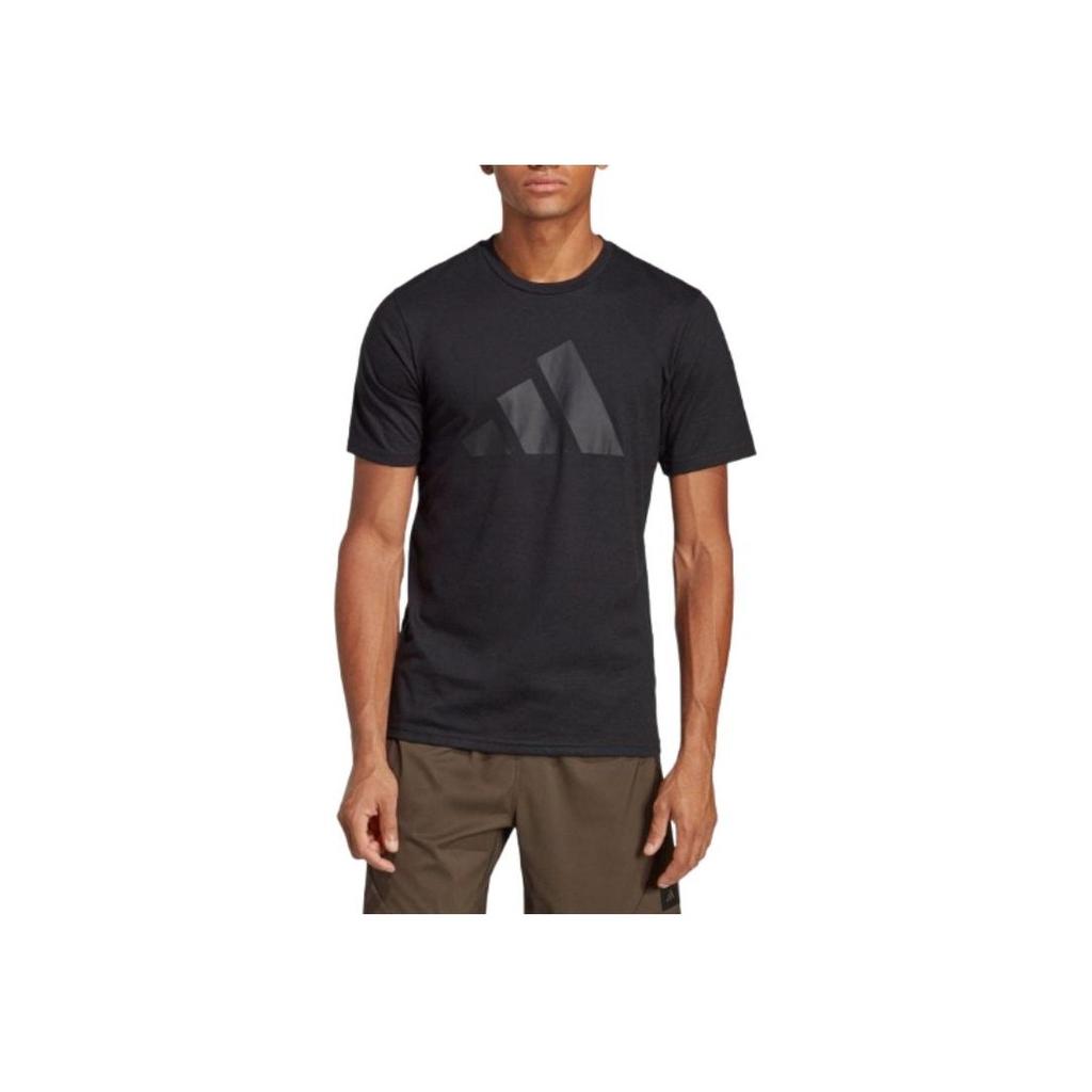 Adidas Essential Feelready Round Neck Casual Printed Breathable Short Sleeve T-Shirt Men Tops Black IB8274