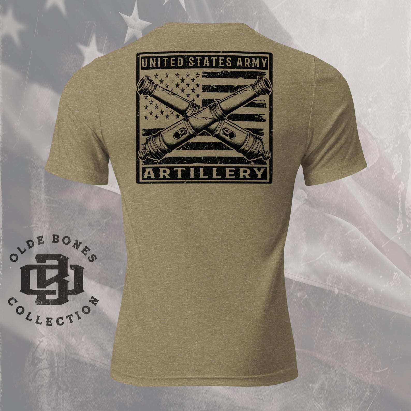 Army Field Artillery Military T-Shirt, Army Shirt, Tri-Blend Olive T-Shirt 4XL