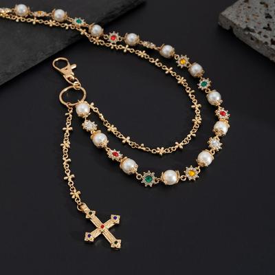 Personality Tassel Pearl Waist Chain Gothic Zinc Alloy Punk Belt Chain Hip Hop Multi-layer Pants Chain Male