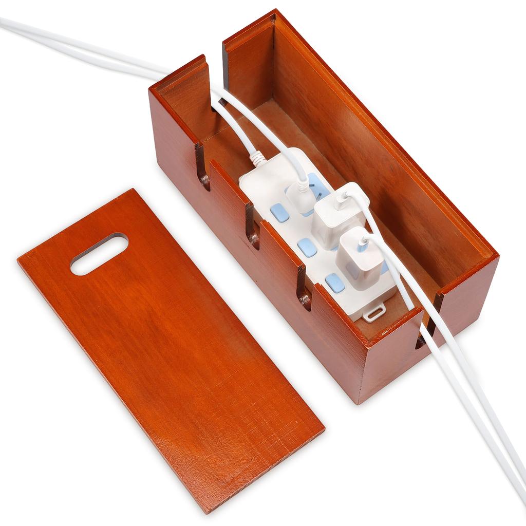 Holz-Kabelaufbewahrungsbox Große Schreibtisch-Lade-Datensteckdose Kabelmanagementbox Drahtverteiler-Organizer
