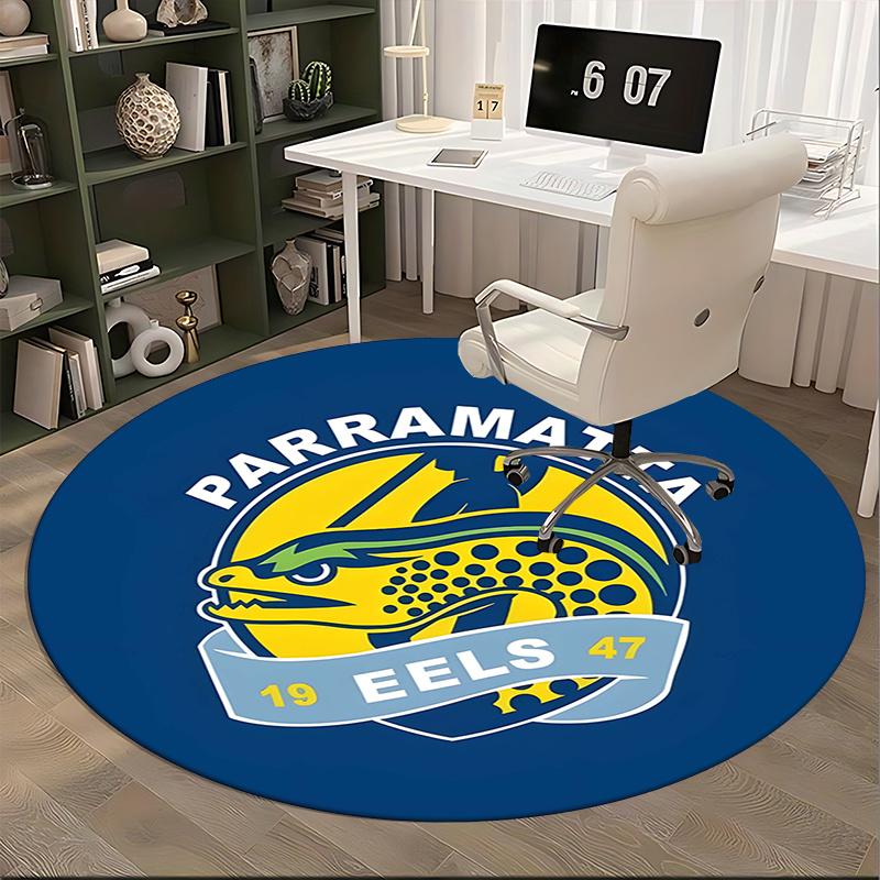 Parramatta Eels,Rugby League Team Chair mat Round Rug Office carpet, Machine Washable, Non slip, Suitable for Living Rooms, Bedrooms