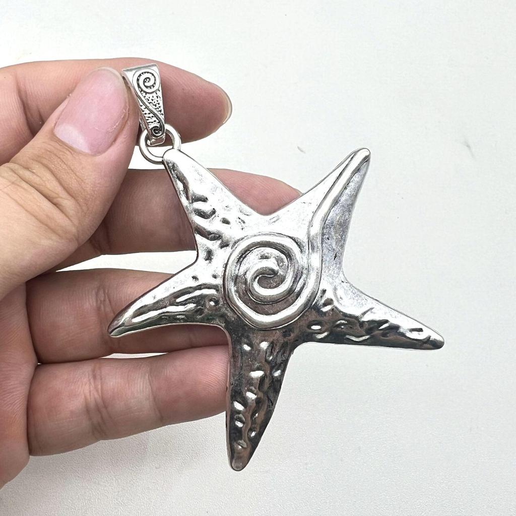 Antique Silver Starfish and Five-Pointed Star Pendant Charms for DIY Necklace Jewelry