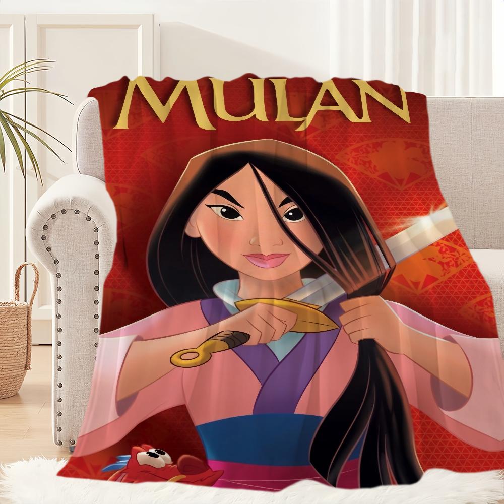 Cartoon Film Blanket Plush Nap Sofa Rug for Living Room M-Mulan Warm Office Bedroom Birthday Home Travel Kid Gifts