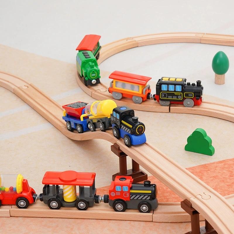 Magnetic Train Toys Wooden Railway Tracks Accessories Locomotive Diecast Slot Fit for All Wood Brand Wooden Tracks Toys For Kids