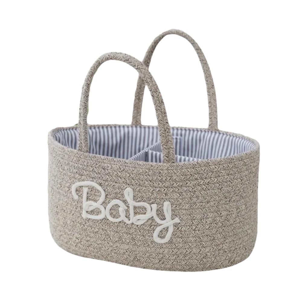 Durable Large Capacity Baby Nappy Organiser Portable Woven Storage Basket Detachable Foldable Diaper Storage Bag for Newborn