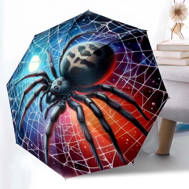 1pc Sturdy 8-Bone Auto Umbrella, Spider Umbrella, Digital Printed, Foldable Umbrella for On-the-Go Outdoor Use