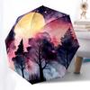 1pc Moonlit Forest Automatic Folding Umbrella, Heavy Duty 8 Rib Iron Frame,  Suitable for Travel, Daily Use, Birthday, Decor Gift m0105122