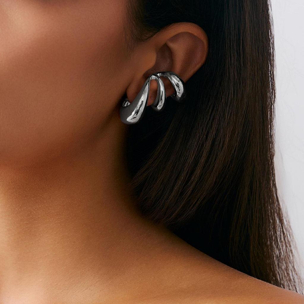 Retro Comma Teardrop Punk Dangle Ear Clip Earring - Minimalist European & American Design