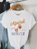 Lässiges Top für Sommer & Frühling Damenbekleidung Aperol Spritz Buchstabenprint T-Shirt Kurzarm Rundhals Top Tees