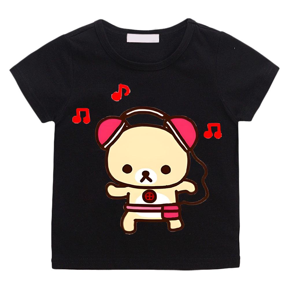 Cartoon Rilakkuma T-shirt Boys Girls Kids Clothing Hip Hop Tops Short Sleeves Sports Fashion Streetwear Manga/Comic Tees