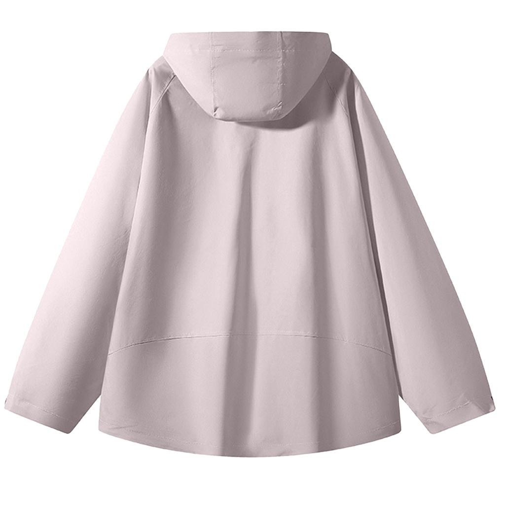 Women's Solid Color Long Sleeved Hooded Outdoor Suit Windproof And Waterproof Thin Jacket