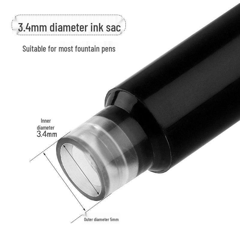Universal Fountain Pen Refills - Black, Pure Blue, Dark Blue, Red - 3.4mm Diameter for Students