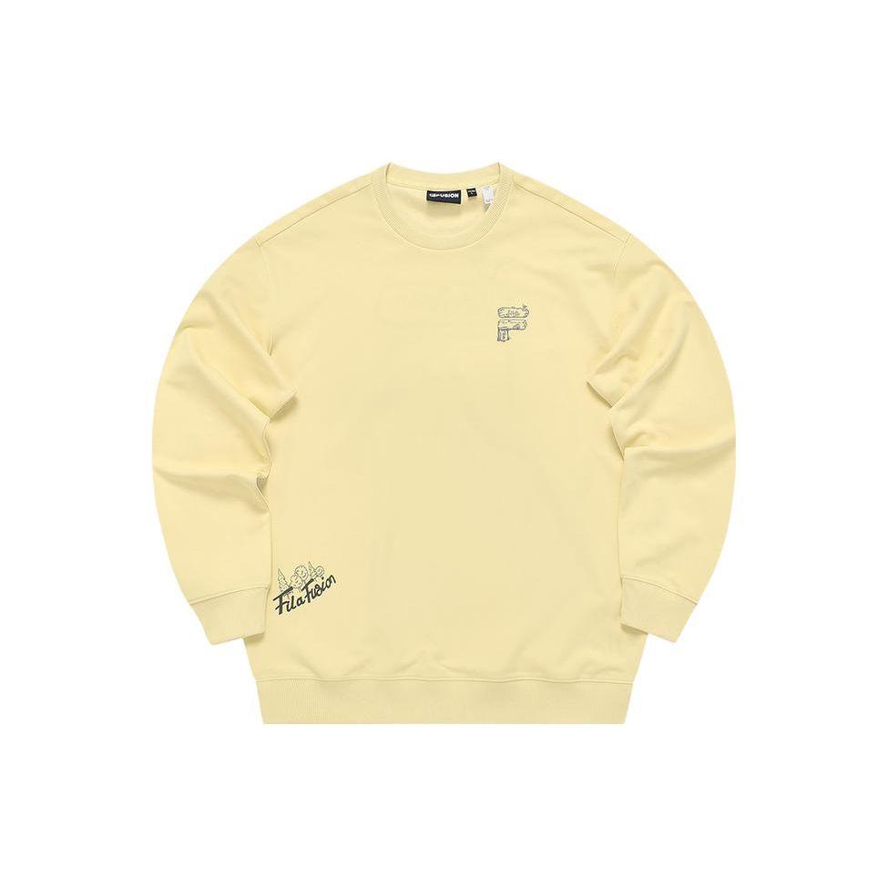 FILA Fusion FOB Series Letter Round Neck Pullover Loose Sweatshirt Unisex sweatshirt Cheese-Yellow T11U333206FYE