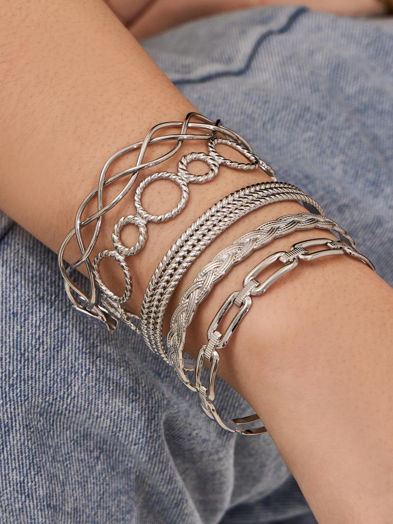 Stylish Stainless Steel Bracelet with Enamel Design and Zirconium Accent