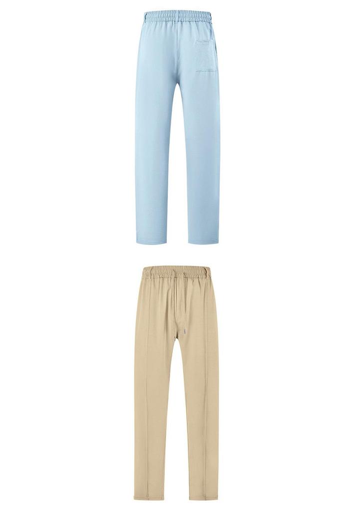 American Style Men's Casual Slim Fit Tapered Pants - Autumn/Winter Solid Color with Drawstring
