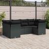 Vidaxl 6-Cz. Set di Mobili da Giardino con Cuscini, Polyrattan Nero