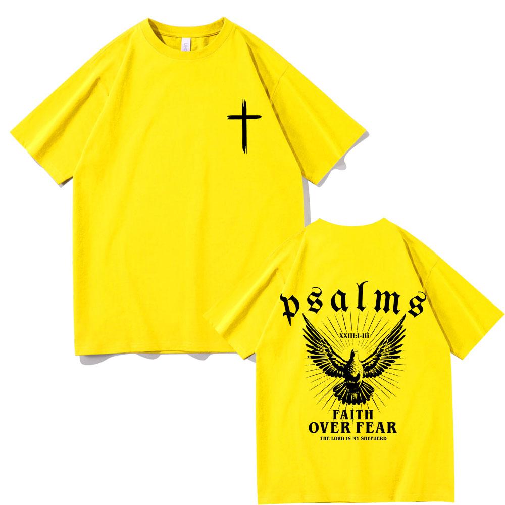 

Иисус Вера Превыше Страха Голубь Мира Графические Футболки Мужчины Женщины Мода Повседневная Футболка Оверсайз Мужская 100% Футболка XXXXXL жёлтый