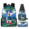 Backpack, Primary School Student Animation Schoolbag, Cartoon Backpack, Satchel, Pencil Bag, Three-Piece Set.