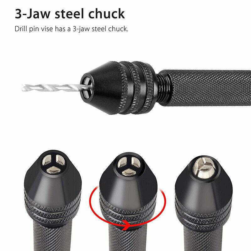 0.2-3.4 mm Mini Hand Drill Bits Set Manual Keyless Chuck Pin Vise Rotary Tools For Models Hobby DIY Wood Craft Handmade Tools