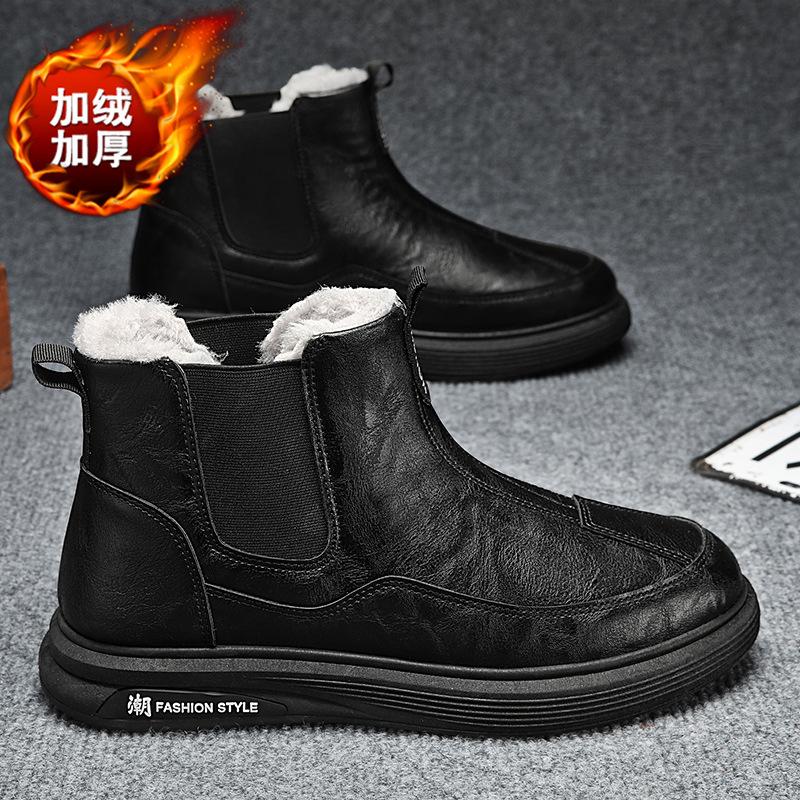 Snow boots shoes winter waterproof and non-slip sports high-top Martin boots piled thickened warm cotton shoes