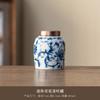 Creative Alloy Lid Sealed Jar Blue Floral Vine Pattern Ceramic Tea Canister Portable Storage Jar Food Container Craft Decoration