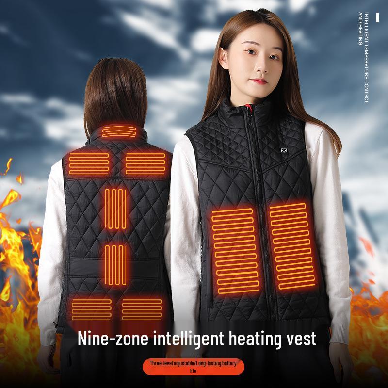 USB-Charged Smart Heating Vest with Adjustable Size for Men & Women - Dual Control, Nine-Zone Winter Warmth