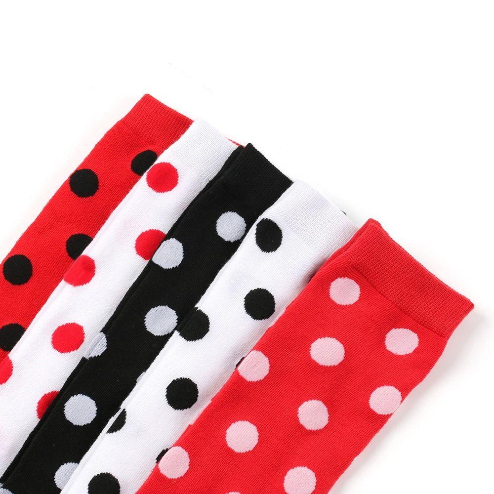 80s 90s Knee High Socks Polka Dot Red Black Dot Socks  for Masquerade Cosplay Performance Party
