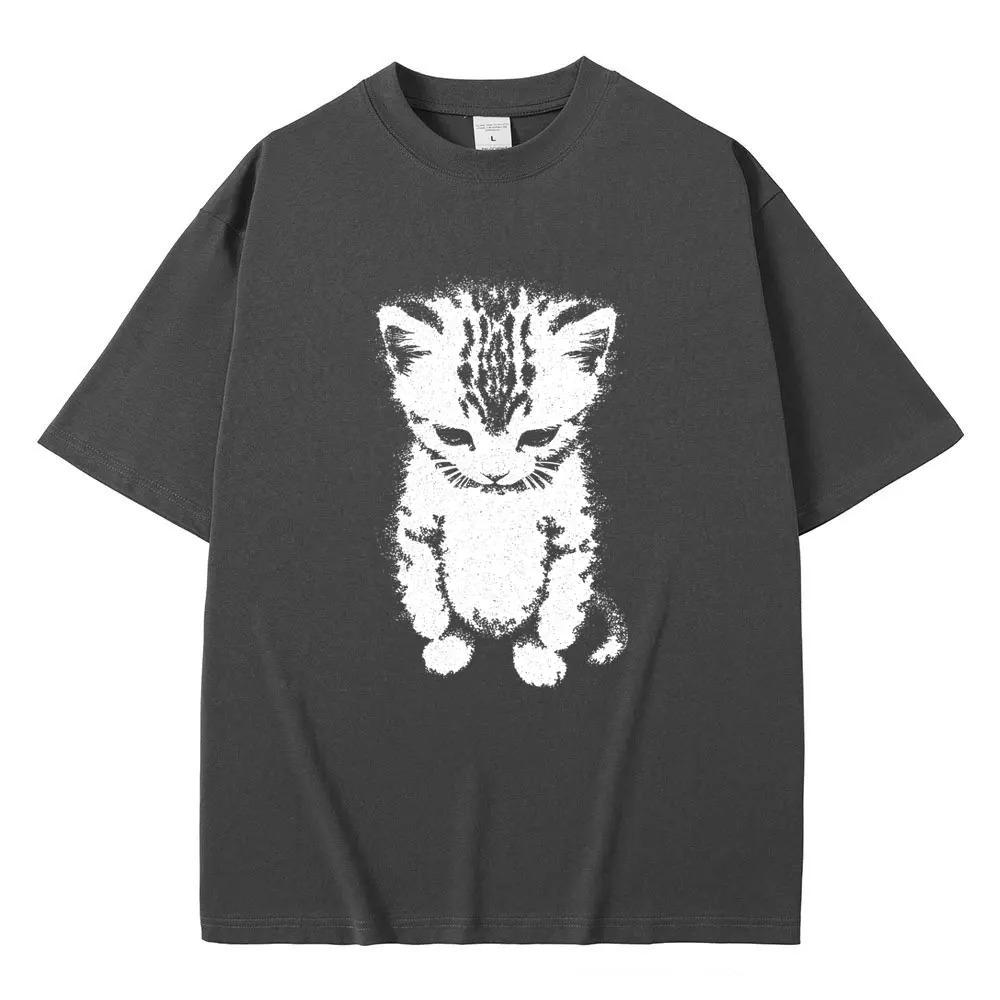 El Gato Sad Crying Cat Funny Meme Graphic TShirt  Unisex Mens Casual Humorous Vintage Oversized Cotton Short Sleeve Tshirts