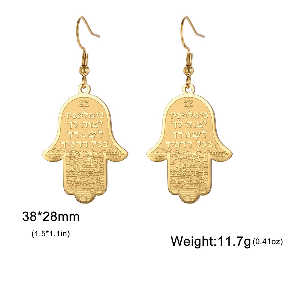 Dawapara Hamsa Hand Dangle Earrings Filigree Evil Eye Fatima Hand Evil Eye Pendant Stainless Steel Je Jewelry