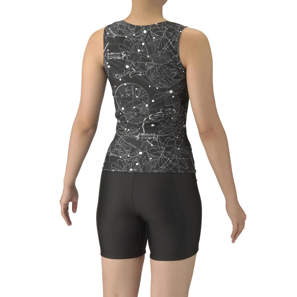 Swimsuit Fitness Separates Mid Insert Black x Black L [Arena] (Cover Back, Leg, Pad) Women's (BKBK)