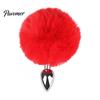 Beginner Friendly Anal Trainer Mini Bunny Tail Butt Plugs, Small Plugs for Beginners, Silicone Compact Stimulating Device Sex Toy with Faux Fur Tail,