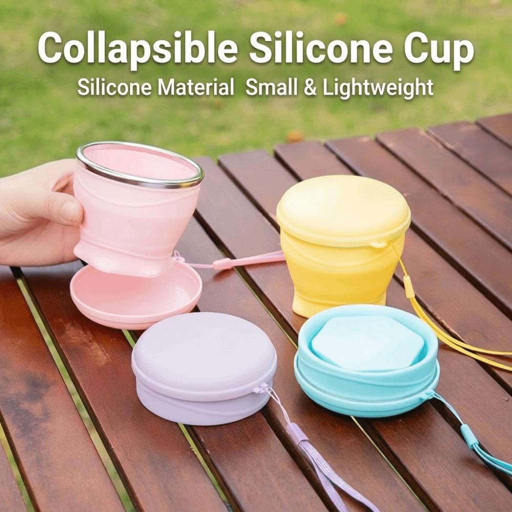 180ml Mini Silicone Cup with Strap Portable Pocket Cup Collapsible Travel Cup  Daily Commute