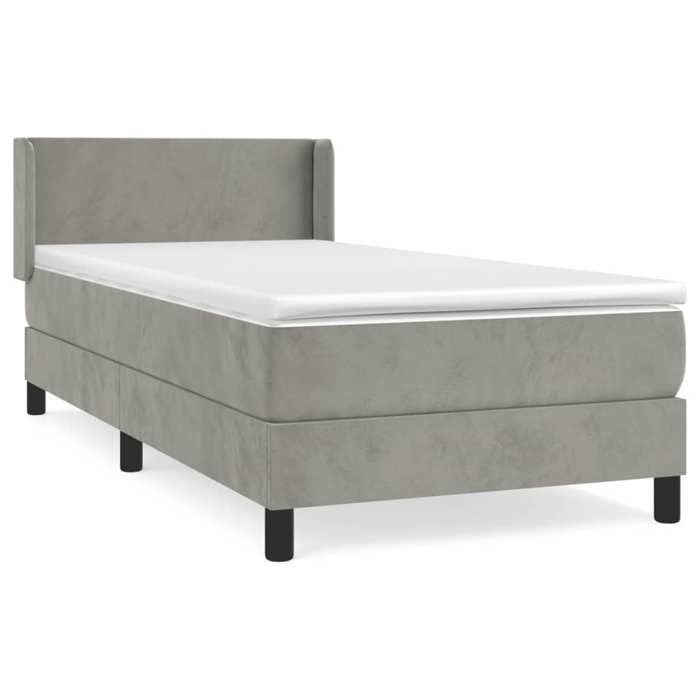 VidaXL Lit à sommier tapissier et matelas Gris clair 80x200 cm Velours - Modèle 3130805