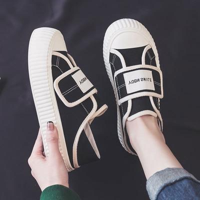 Two Wear Platform Canvas Shoes Women's Shoes 2025 Spring New Versatile Lazy Half Drag Velcro Casual White Shoes