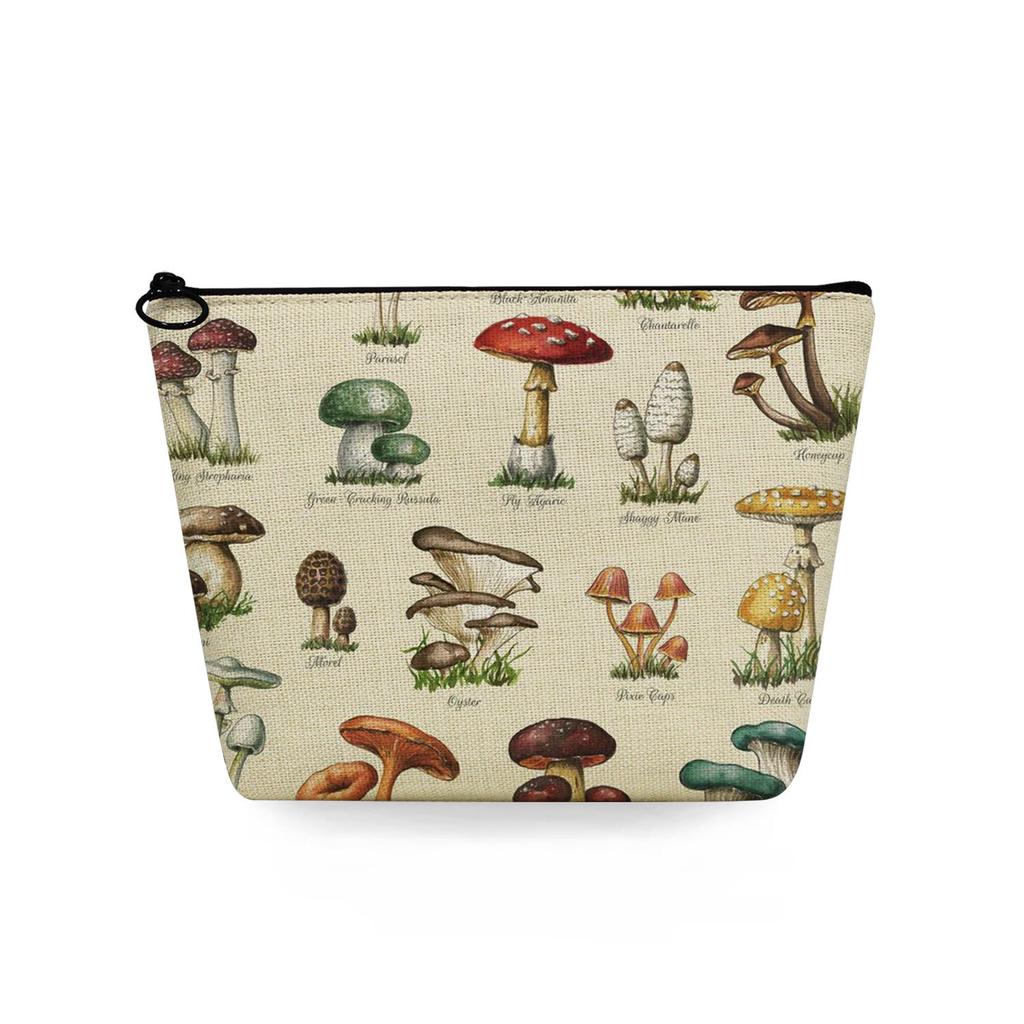 Women Mushroom Print Cosmetic Bag Toiletries Organize Travel Storage Case 6869