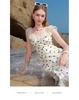 Elegant French White Polka Dot Suspender Dress - Summer 2025 Waist-Cinching Slimming Design
