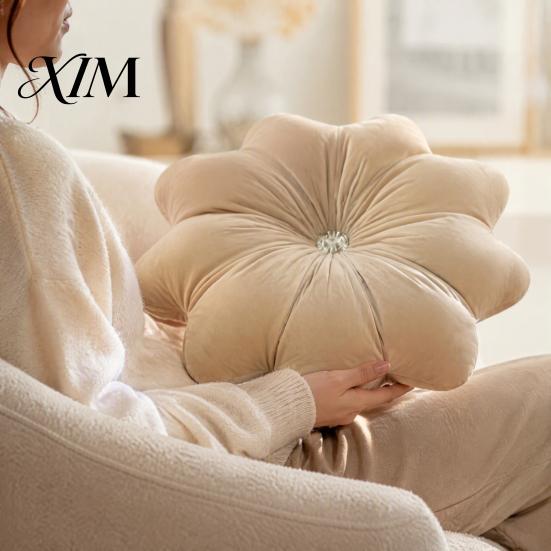 Decorative Pillows for Birthday Gifts Flower Throw Pillow, 18 Inch Floral Cushion, Velvet Round Cushion Chair Pillow with Rhinestone Accent Sofa Couch