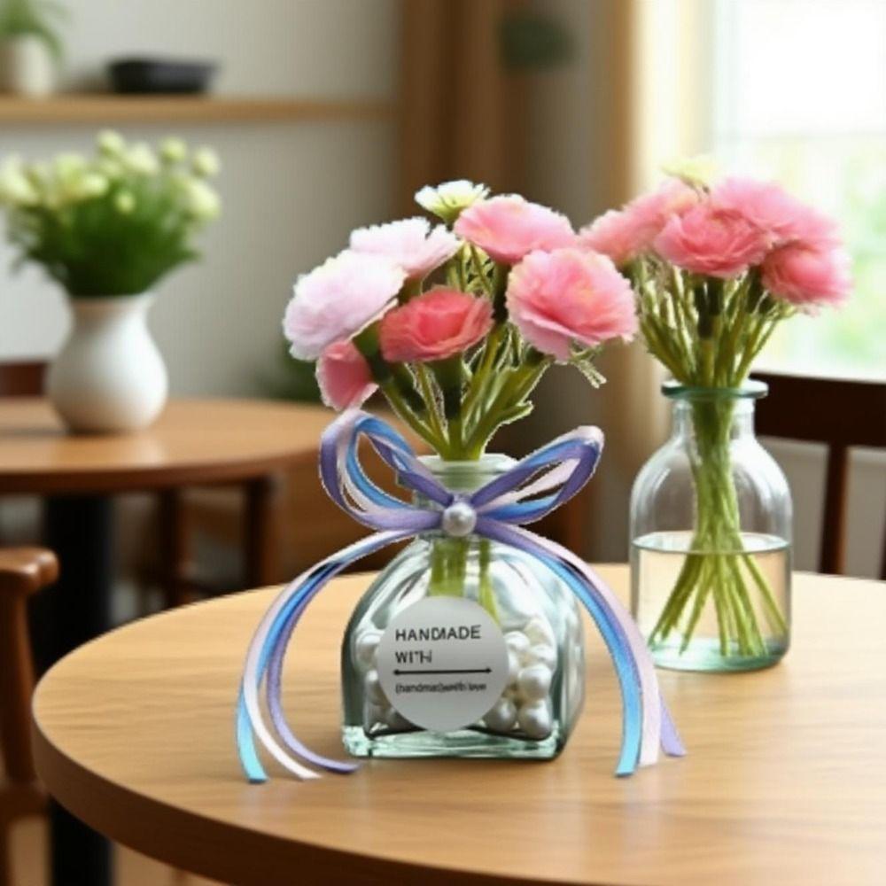 2Pcs Realistic Mini Glass Flowers Creative Car Ornaments Simulated Flowers Decoration  Wedding Decor