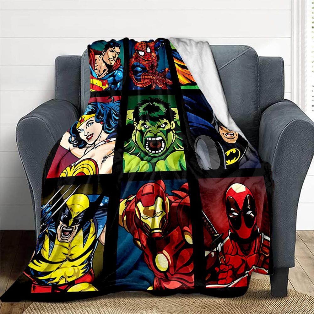 1pc Superheroes Comics Outdoor Blanket Lightweight Flannel, All-Season Use for Sofa, Bed, Travel, Camping, Living Room, Office, Couch044
