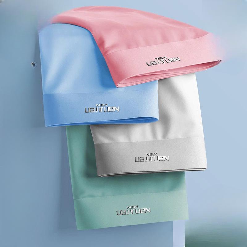 4pcs Boxer Shorts Men's Ice Silk Underwear Cool Underpants Breathable Sexy Thin Panties U Convex Lingerie