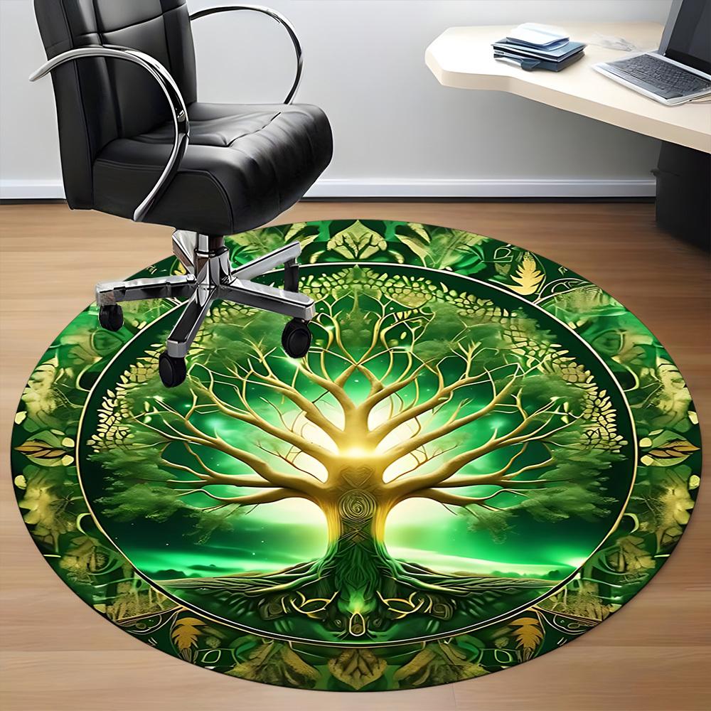 1pc Tree of Life Mandala Chair Carpet for Office Non-Slip, Machine Washable Rug for Office - Holiday DecorMachine Made yy251029026